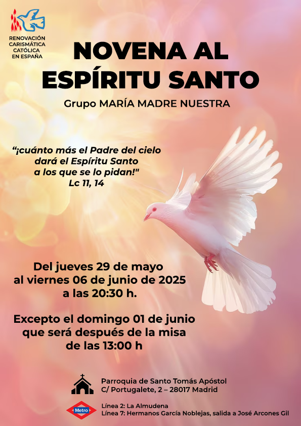 NOVENA AL ESPÍRITU SANTO-MADRID. 29 MAYO-6 JUNIO 2025